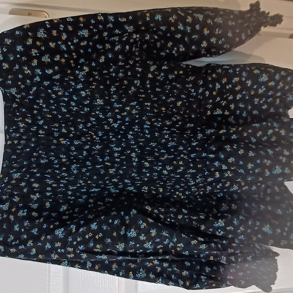 Body Central Black 3/4 Sleeve Smocked Blouse